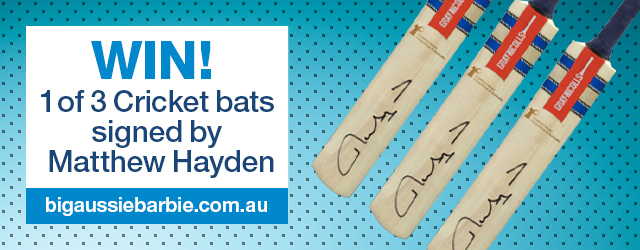 Win 1 of 3 Cricket bats signed by Matthew Hayden
