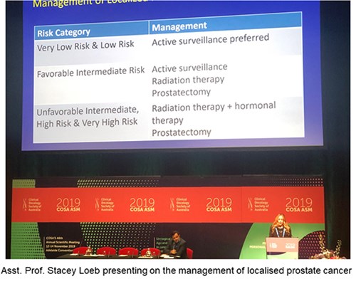 Asst. Prof. Stacey Loeb presenting on the management of localised prostate cancer