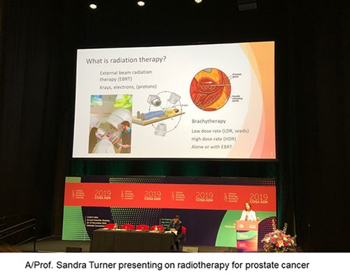 A/Prof. Sandra Turner presenting on radiotherapy for prostate cancer.
