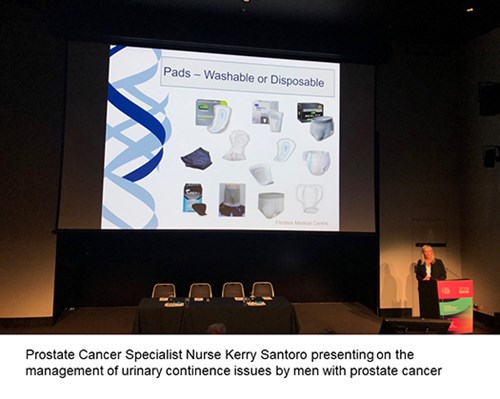 PCSN Kerry Santoro presenting on the management of urinary continence issues by men with prostate cancer.