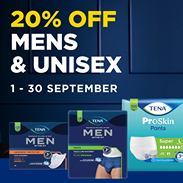 TENA supports Prostate Cancer Awareness Month with 20% off Mens Products