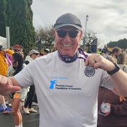 Running strong: Peter Schweizer completes his second half-marathon after diagnosis